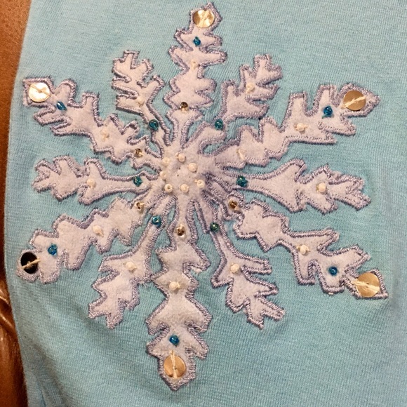 New Michael Simon Event Sequin Snowman Snowflakes Tee Kids Large - Picture 5 of 8